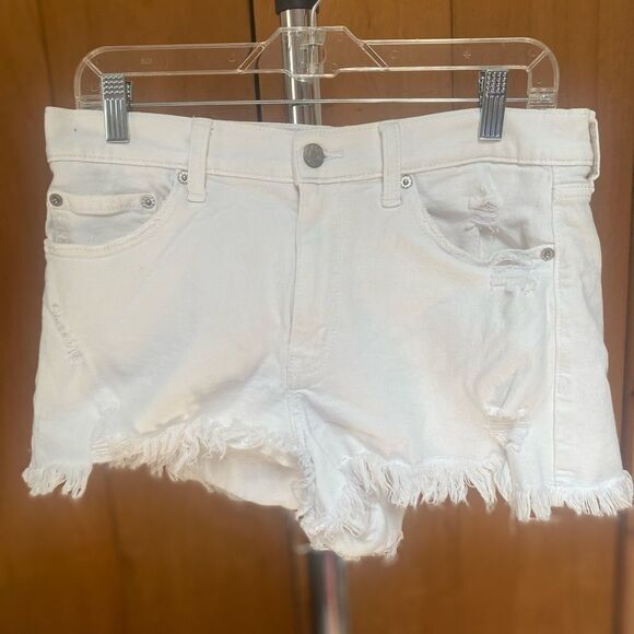 Daze Pants - Daze Off White Distressed Frayed Denim Shorts Size 30